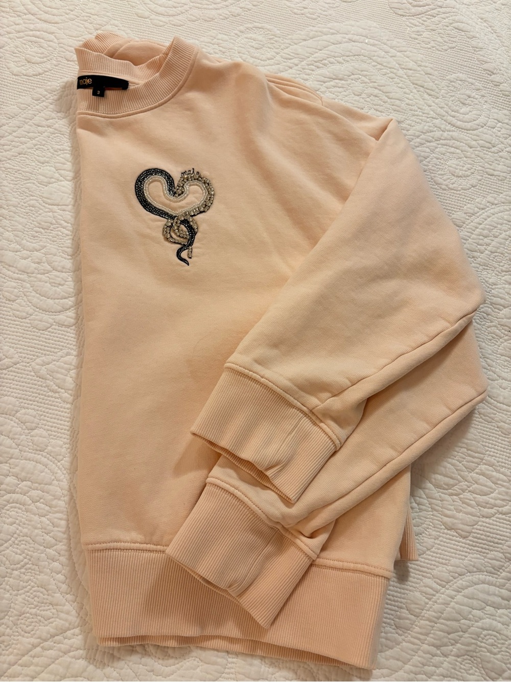 Maje Blush Pink Crewneck Sweatshirt